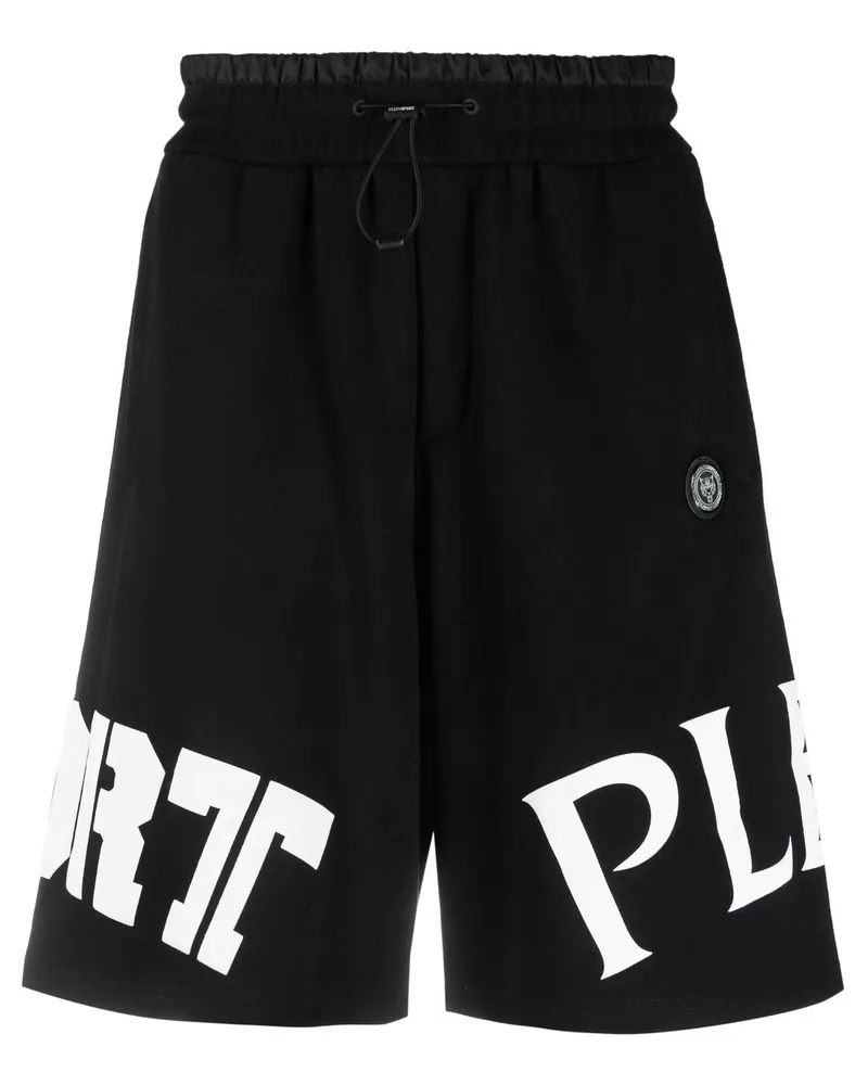 Philipp Plein Joggingshorts mit Logo-Print - Schwarz Schwarz
