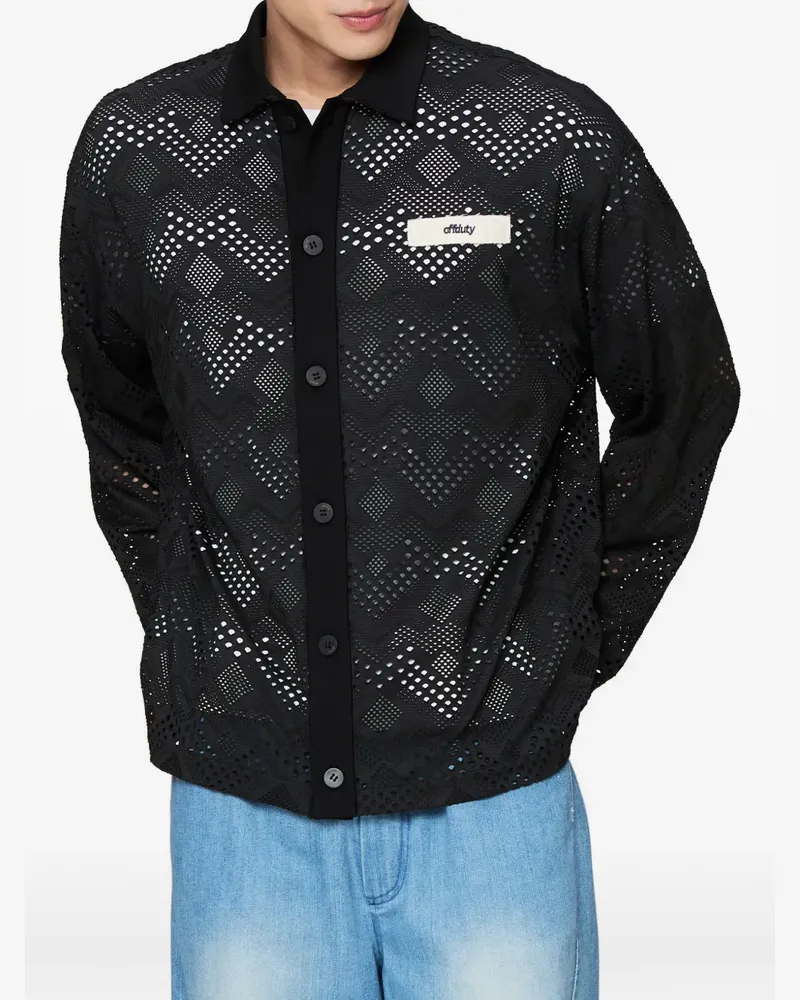 OFF DUTY Nauru perforated logo-patch shirt - Schwarz Schwarz