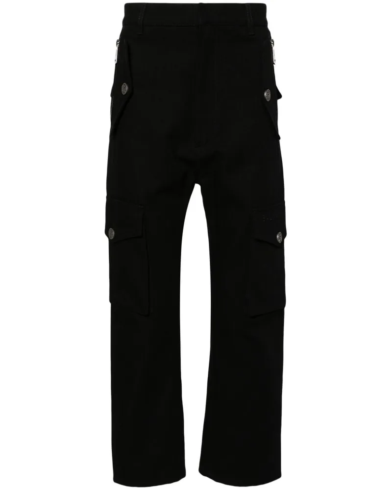 Balmain Gerade Cargohose aus Canvas - Schwarz Schwarz