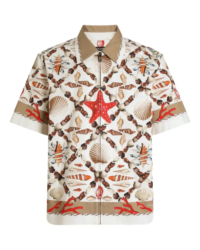 Dolce & Gabbana Hawaiihemd mit Muschel-Print - Weiß Weiß