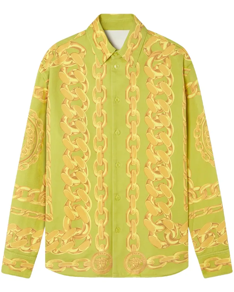 Versace Hemd mit Medusa Chains-Print - Grün Grün