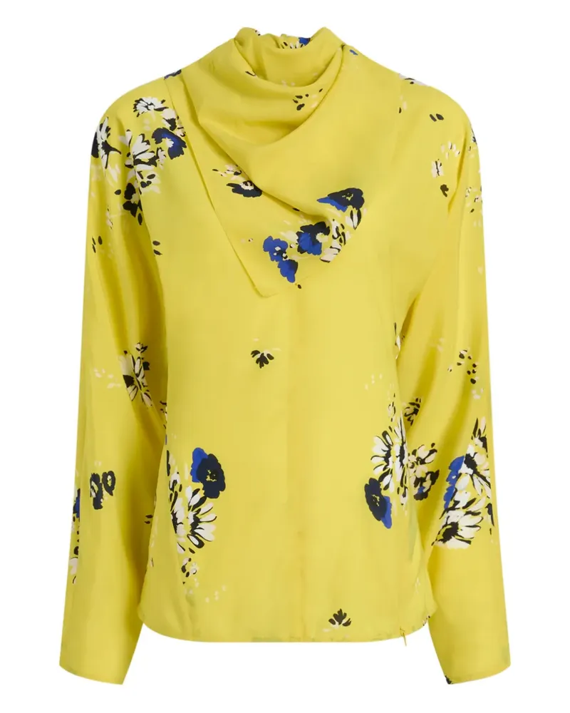Proenza Schouler Drapierte Bluse mit Blumen-Print - Gelb Gelb