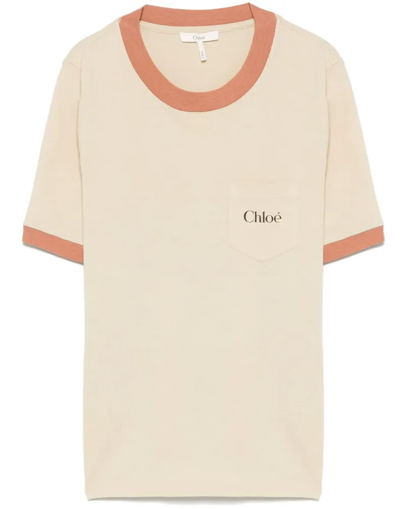 Chloé T-Shirt mit Logo-Print - Nude Nude