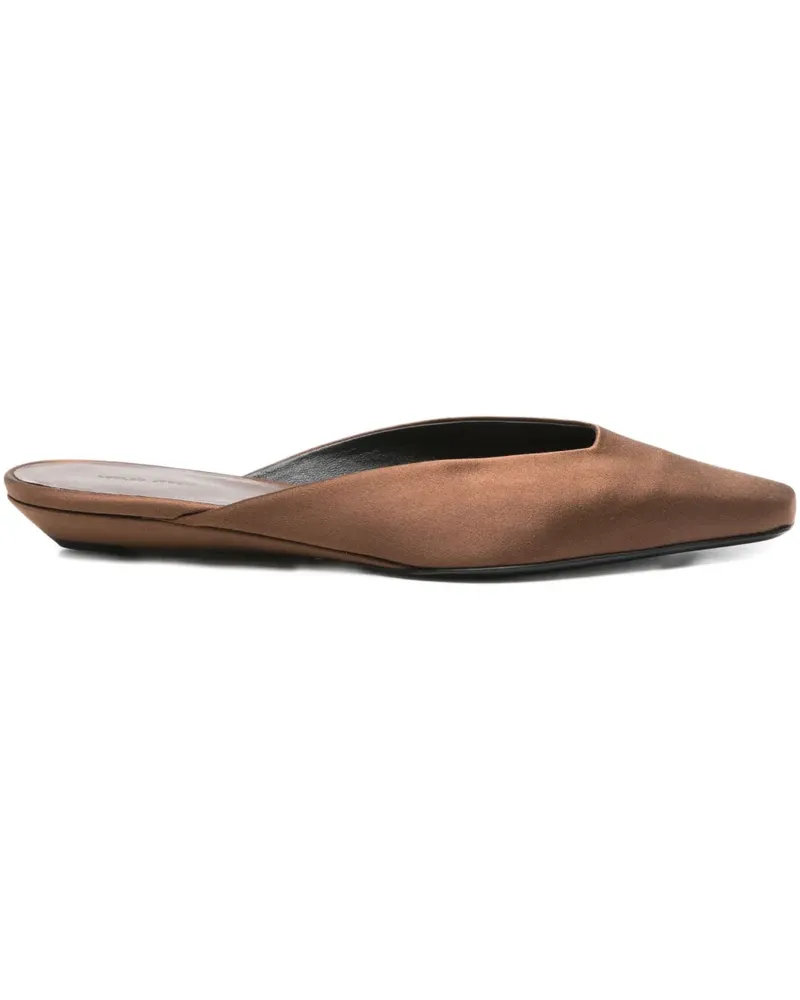 LOULOU Liz Satin-Mules mit spitzer Kappe - Braun Braun
