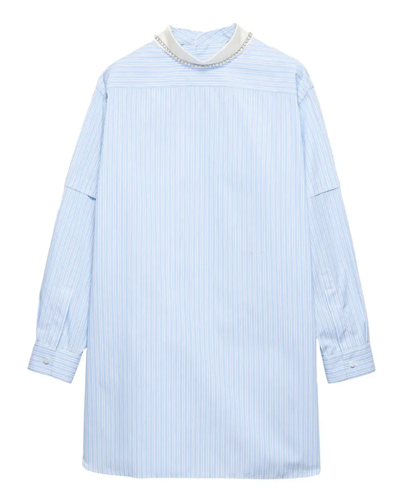 Prada Gestreifte Bluse mit Stickerei - Blau Blau