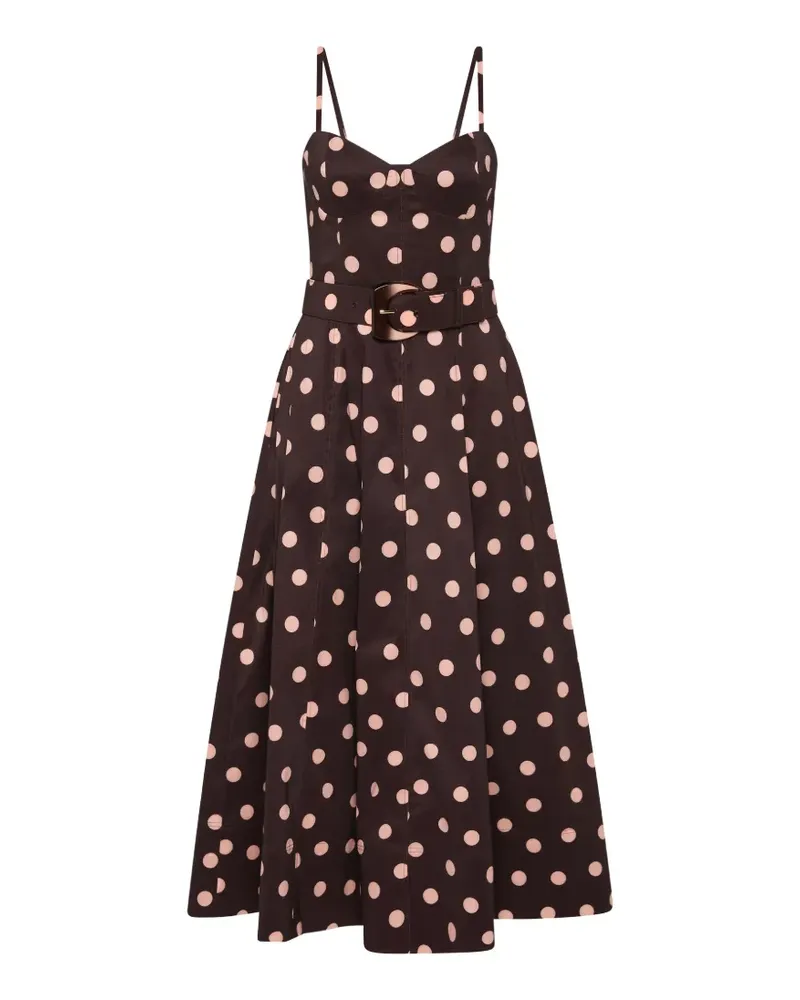 Rebecca Vallance Gepunktetes Kleid mit Gürtel - Braun Braun