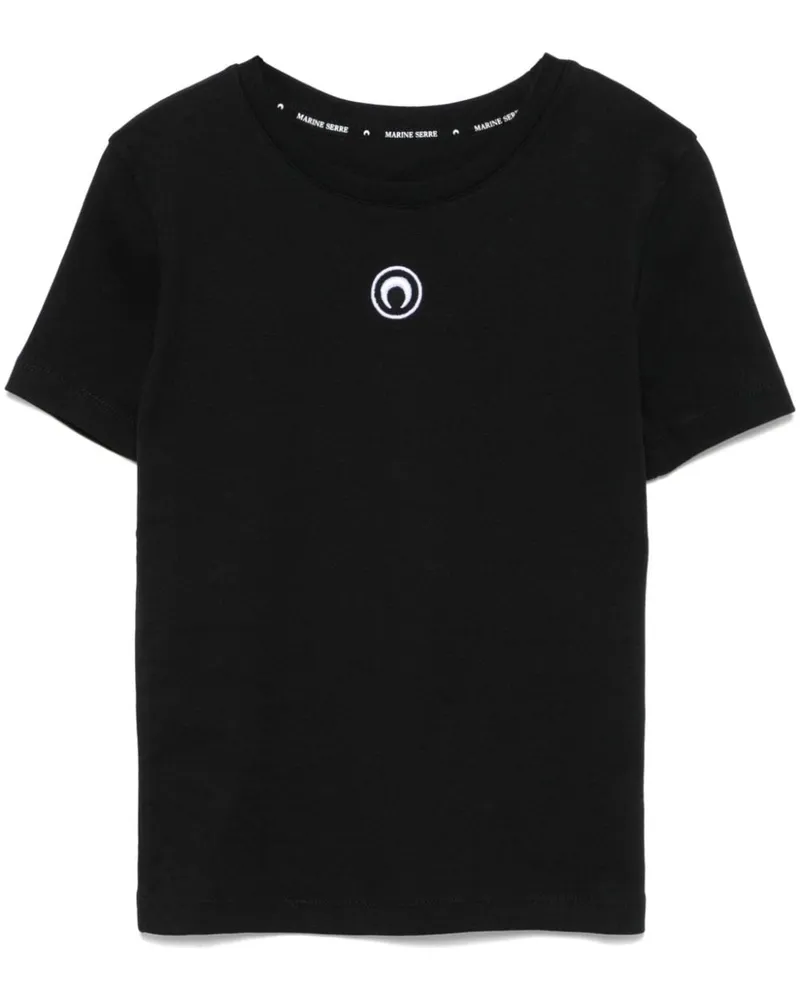 Marine Serre T-Shirt mit Mond-Logo - Schwarz Schwarz