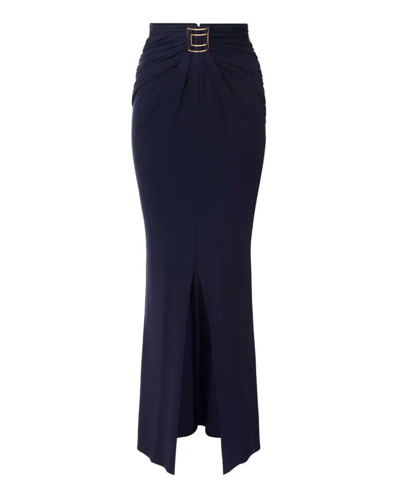 Elisabetta Franchi Rock aus Krepp-Jersey mit Juwelen-Logo - Blau Blau