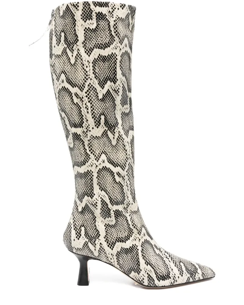 aeyde Klea Stiefel mit Schlangen-Print 70mm - Nude Nude