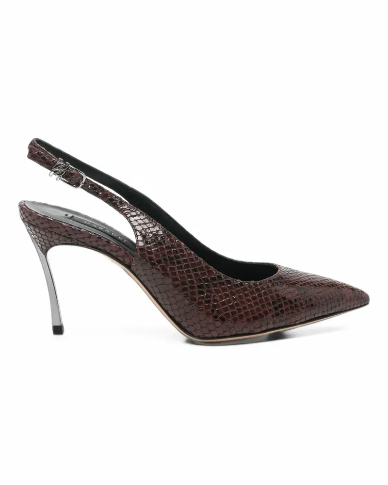 Casadei snakeskin-effect slingback pumps - Braun Braun