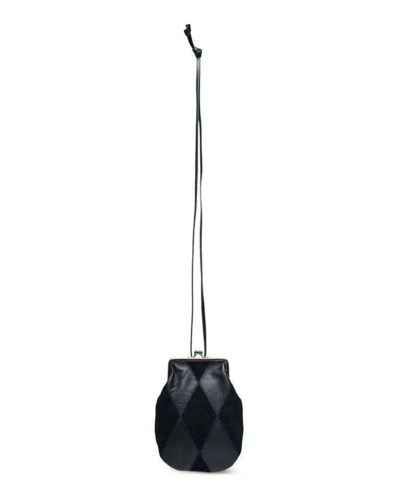 Yohji Yamamoto patchwork kiss-lock cross body bag - Schwarz Schwarz
