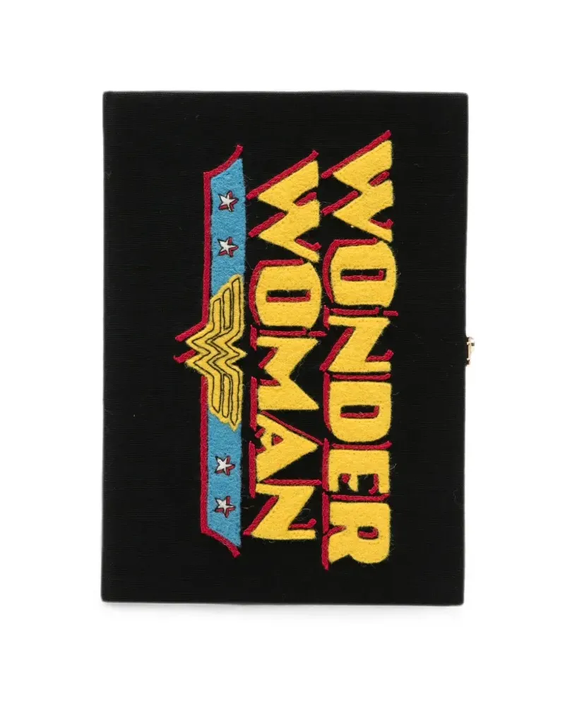 Olympia Le-Tan Wonder Woman embroidered clutch bag - Schwarz Schwarz