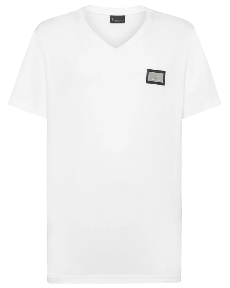 Billionaire T-Shirt mit Logo-Schild Weiß