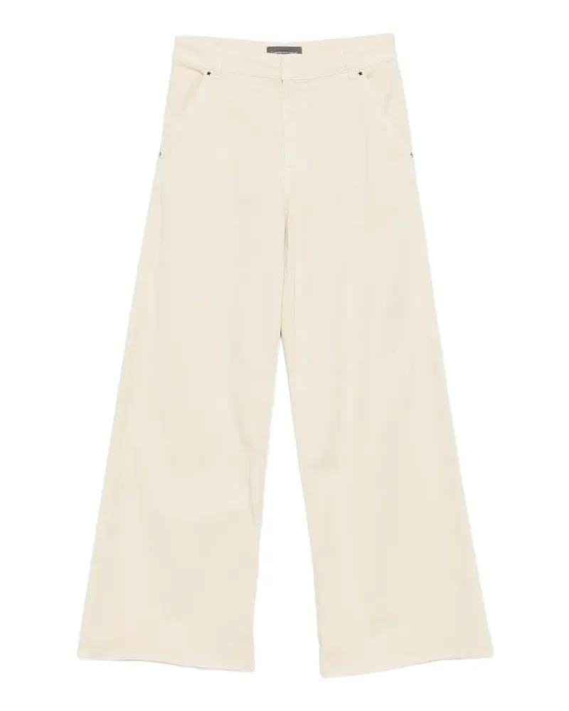 Lorena Antoniazzi logo-patch wide-leg trousers - Nude Nude