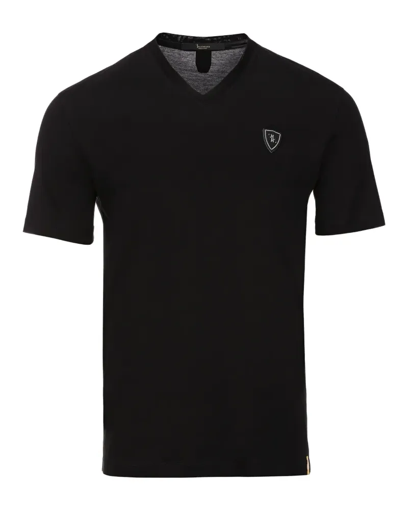 Billionaire Dionysos logo-patch V-neck T-shirt - Schwarz Schwarz