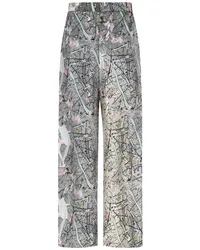 Fendi Seidenhose mit  Map-Print Grau