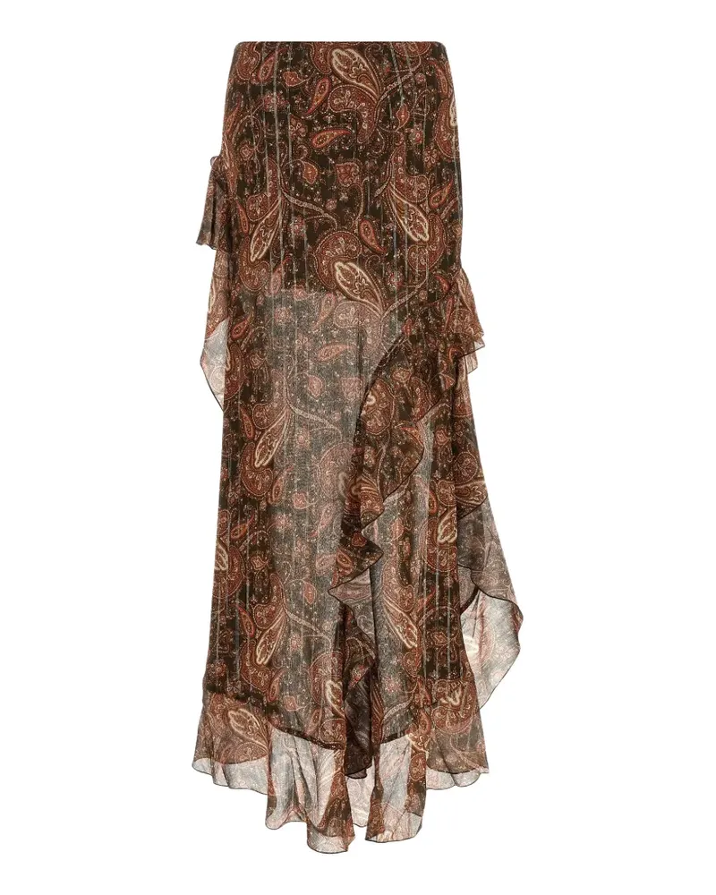 ANDAMANE paisley-print ruffled maxi skirt - Braun Braun