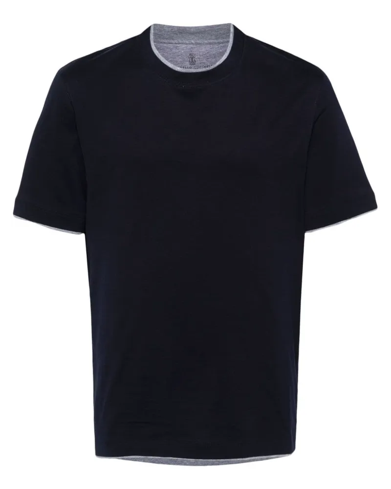 Brunello Cucinelli T-Shirt im Layering-Look - Blau Blau