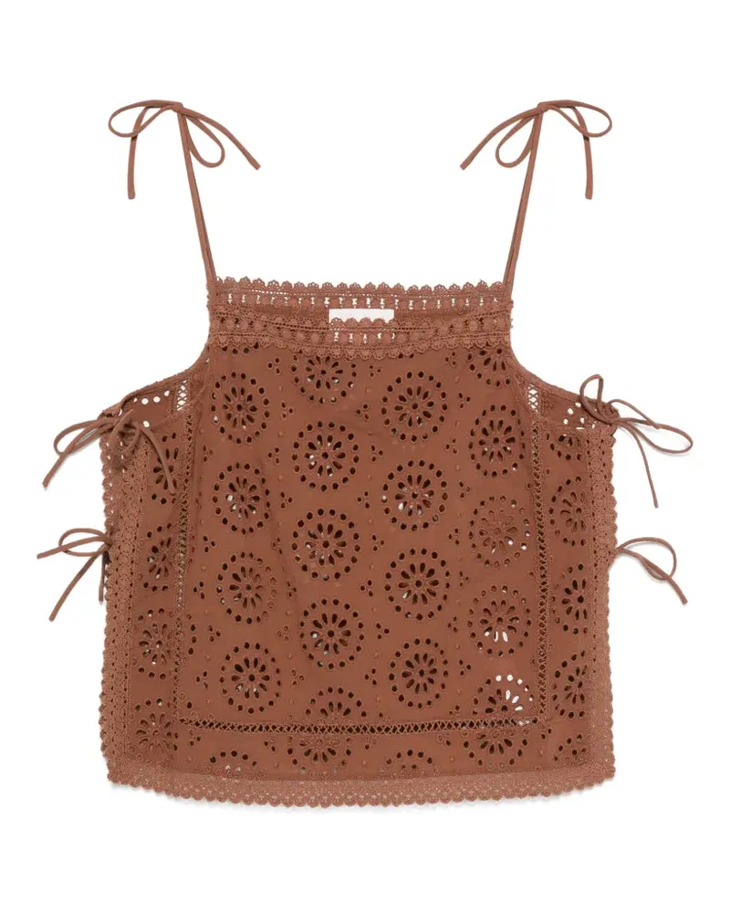 MC2 Saint Barth Stephie broderi-anglaise tie-fastening top - Braun Braun