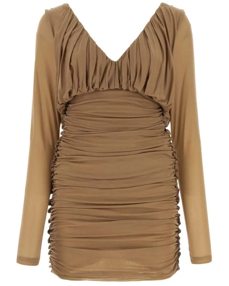 Saint Laurent Minikleid mit V-Ausschnitt - Nude Nude