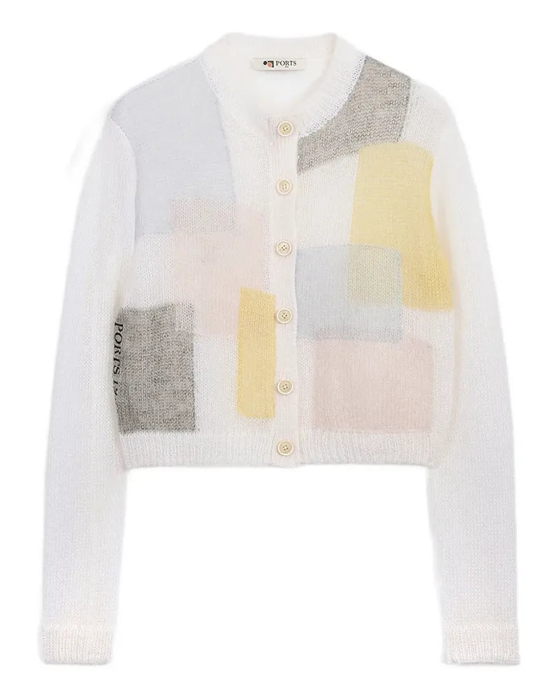 Ports 1961 Cardigan im Patchwork-Look - Weiß Weiß