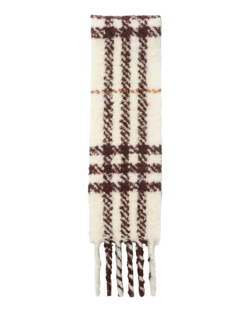 Burberry narrow Check alpaca-wool-blend bouclé scarf - Nude Nude