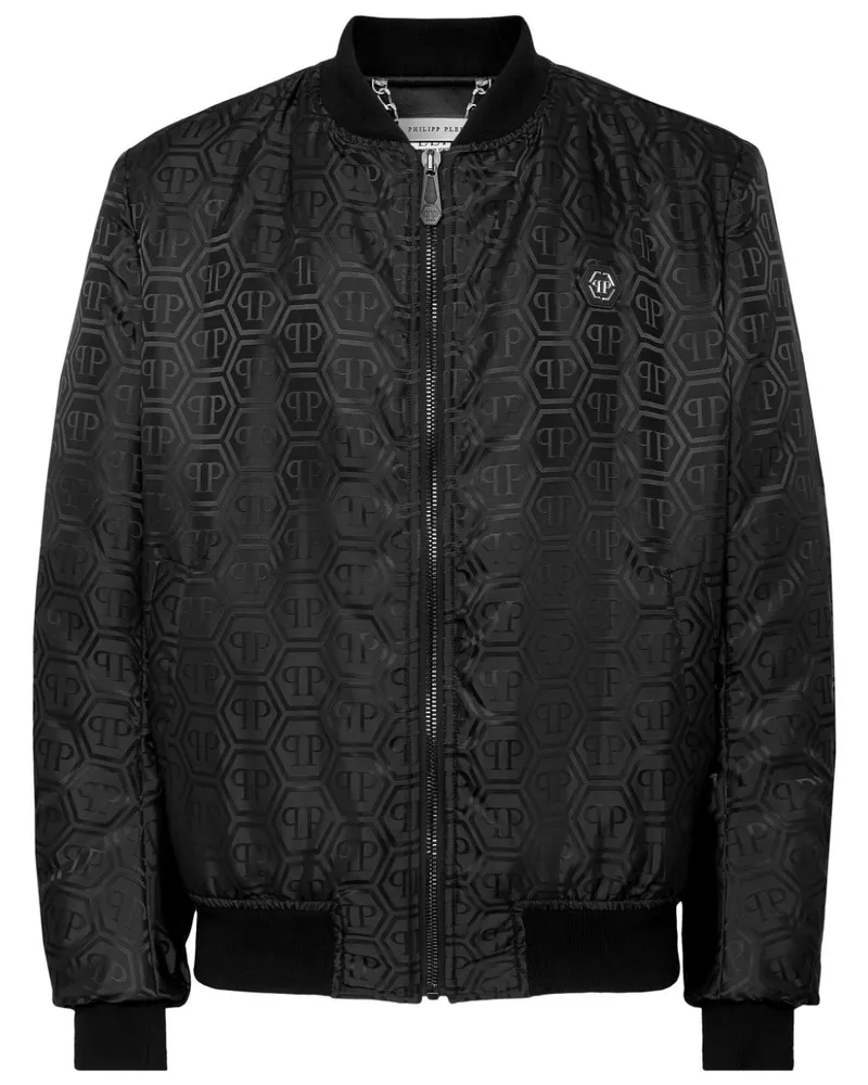 Philipp Plein Bomberjacke aus Monogramm-Jacquard - Schwarz Schwarz