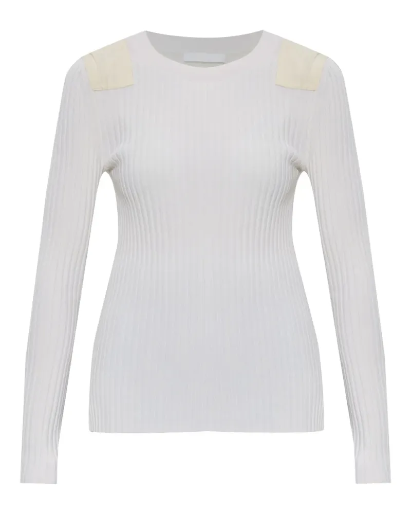 Helmut Lang Geripptes Langarmshirt - Weiß Weiß