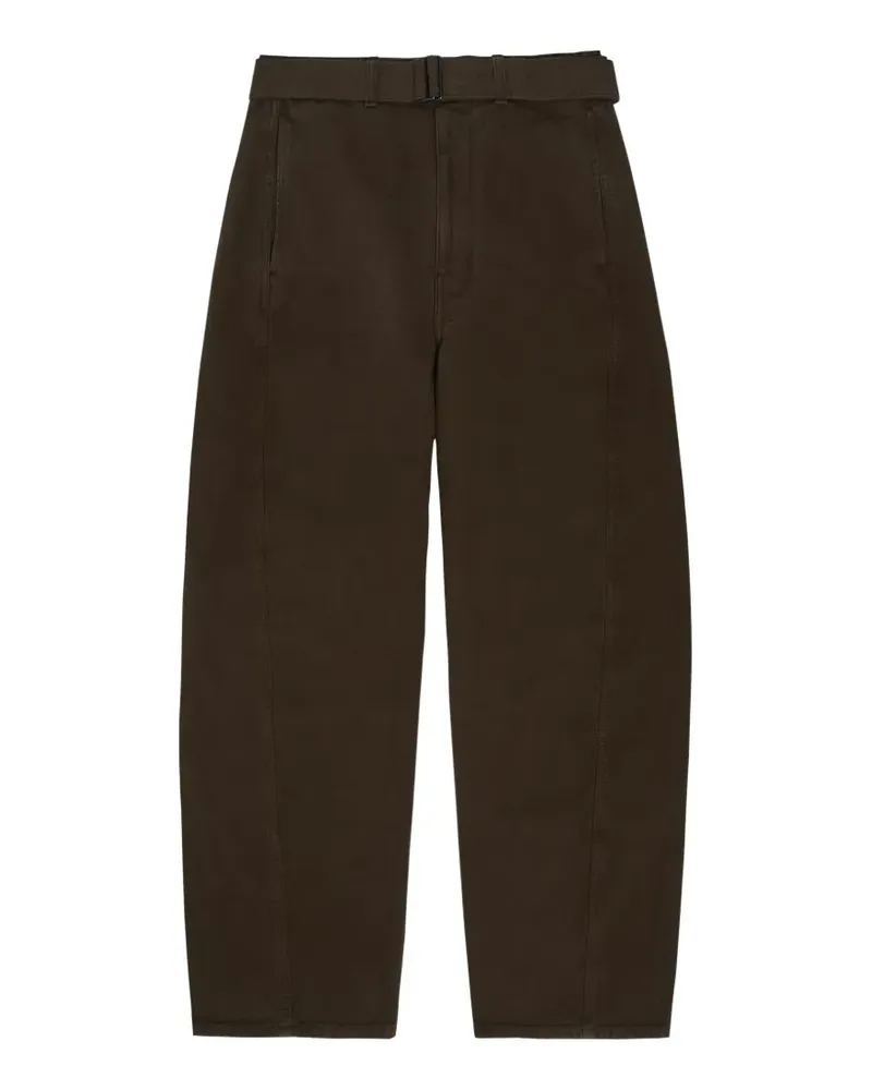 Christophe Lemaire Twisted Hose mit Gürtel aus gefärbtem Heavy Broken Twill - Braun Braun
