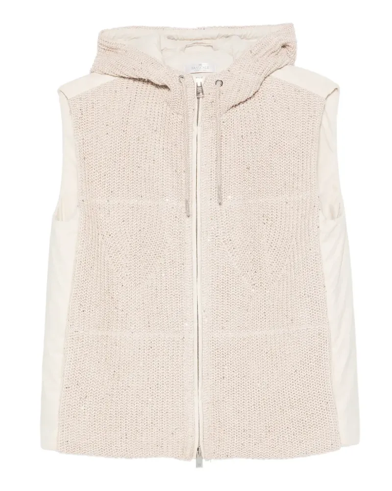 PANICALE Cashmere sequin-embellished hooded gilet - Nude Nude