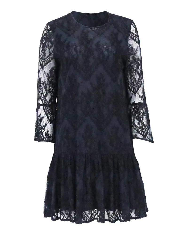 Ganni Besticktes Minikleid mit Rüschen - Blau Blau