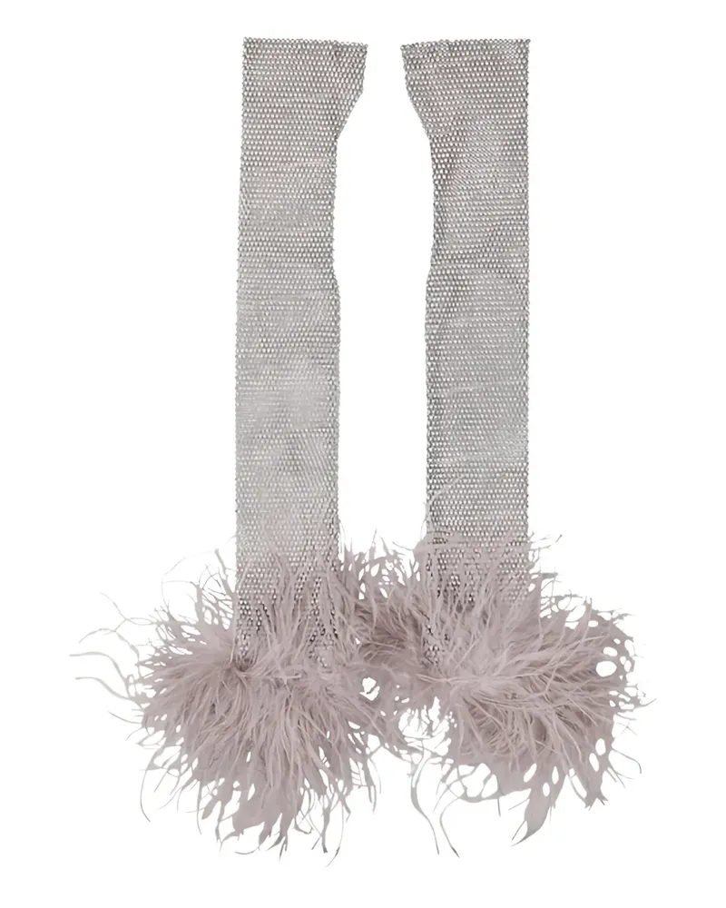 SANTA Brands feather-detail gloves - Silber Silber