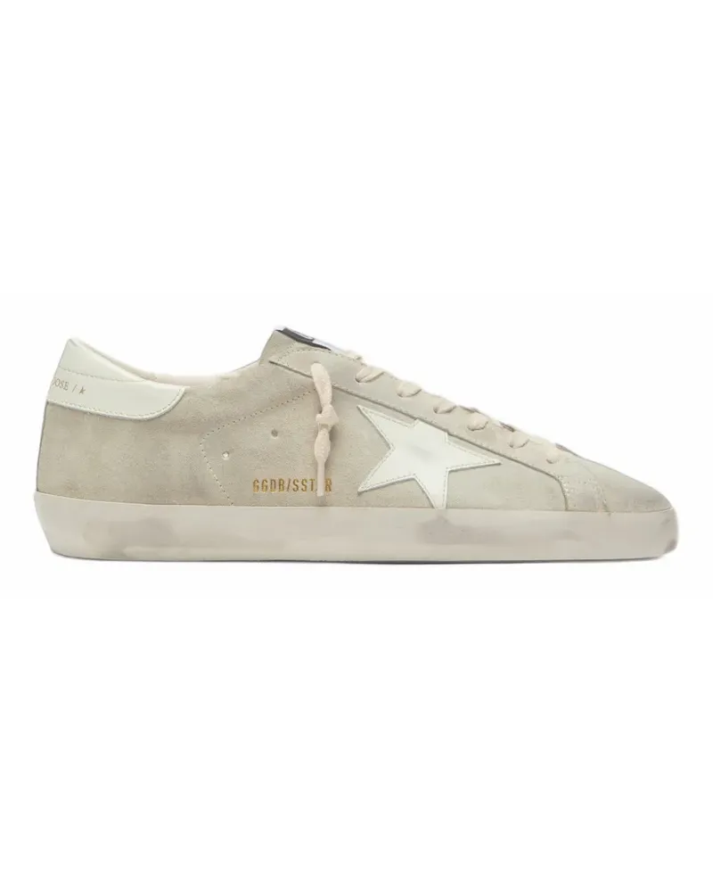 Golden Goose Super-Star Sneakers aus hellgrauem Wildleder mit weißen Lederstern Grau