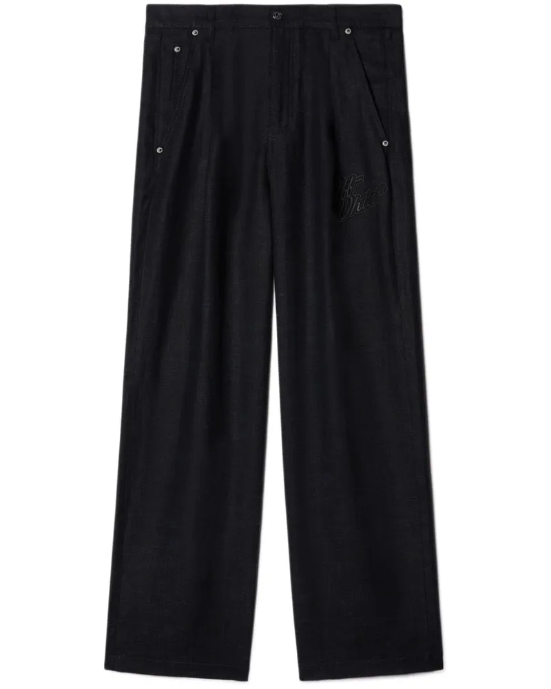 OFF-WHITE Leinenhose mit weitem Bein Schwarz