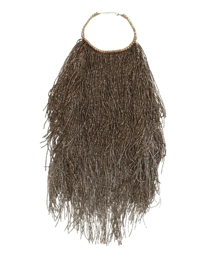 Retrofête beaded-fringe halterneck top - Braun Braun