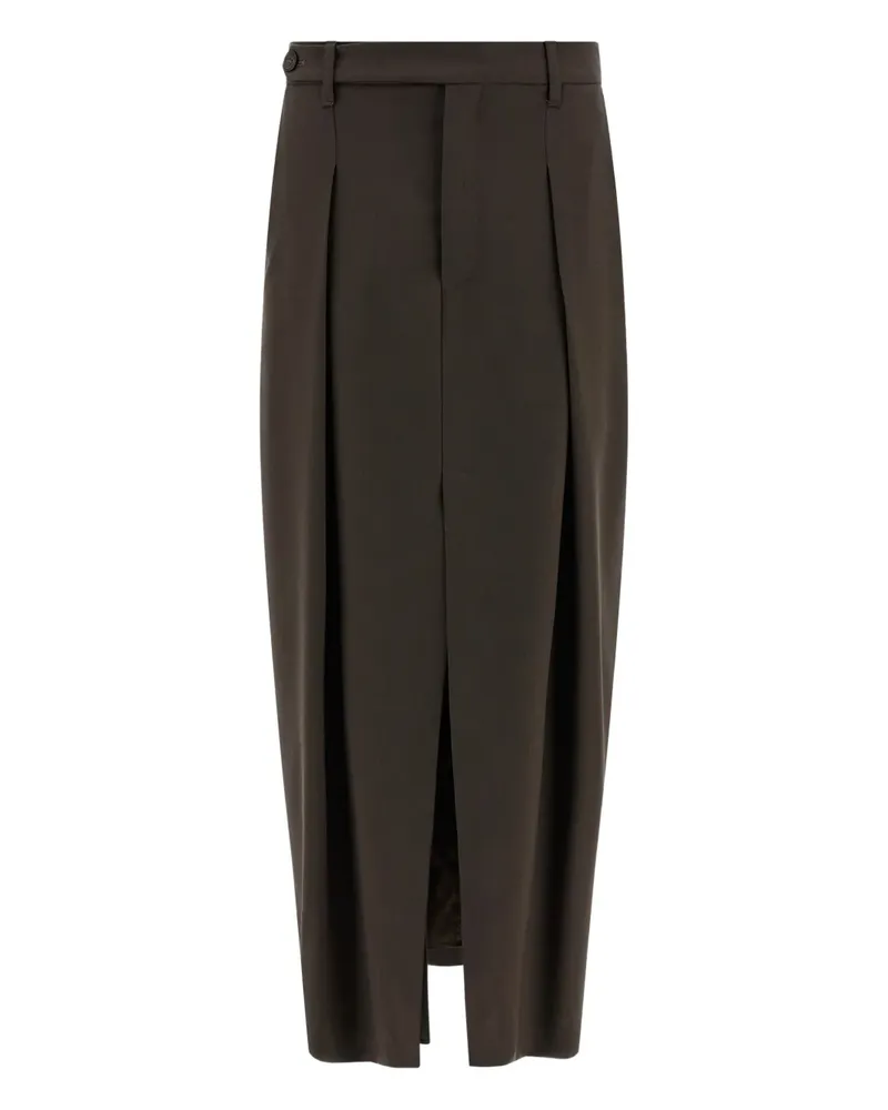 Brunello Cucinelli Curved Midirock mit Schlitz - Braun Braun