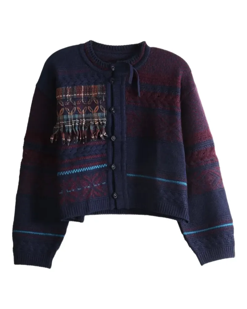 Yohji Yamamoto Cardigan mit Fransendetail - Blau Blau