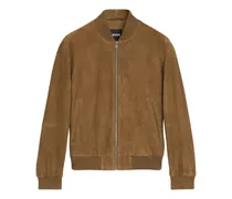 Gerippte Wildlederjacke mit Reißverschluss - Braun