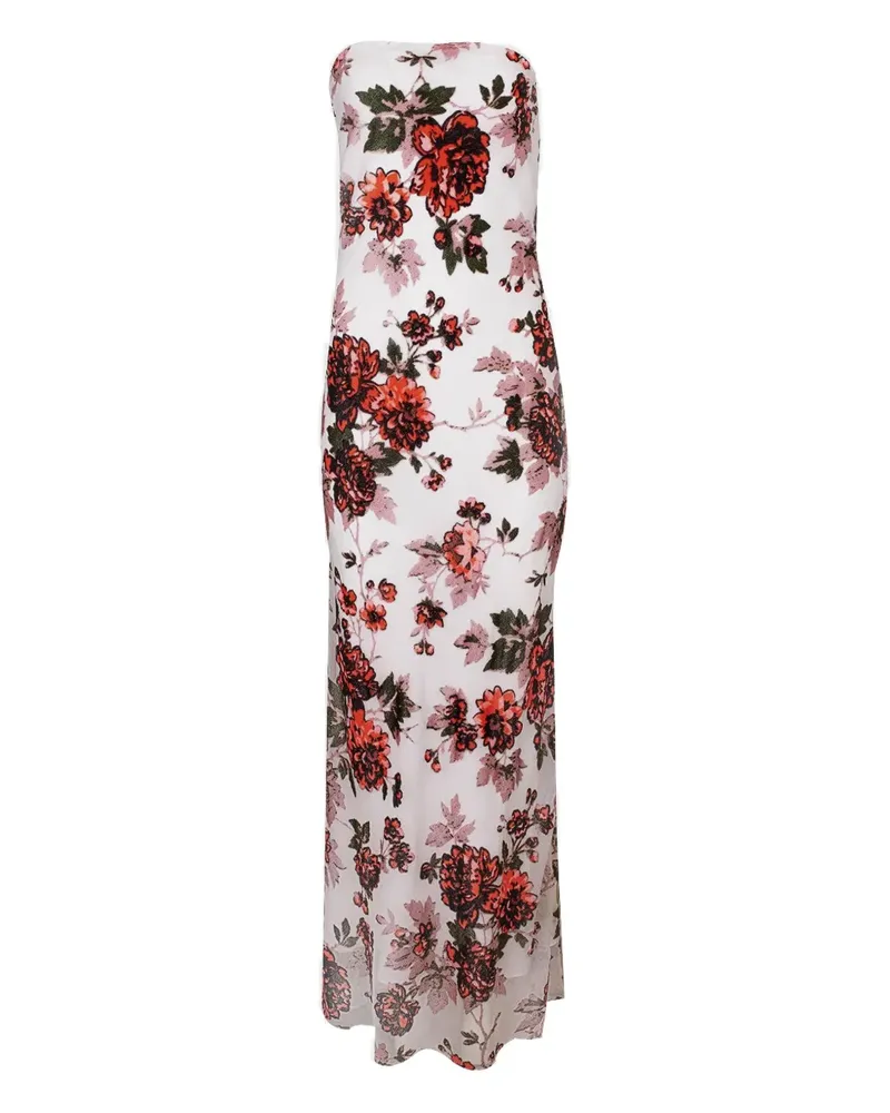 Rodarte floral-print strapless gown - Weiß Weiß