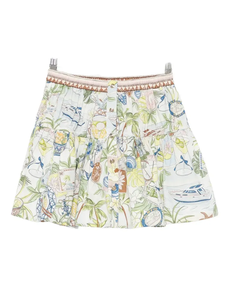 Maje postcard-print ruffled skirt - Grün Grün