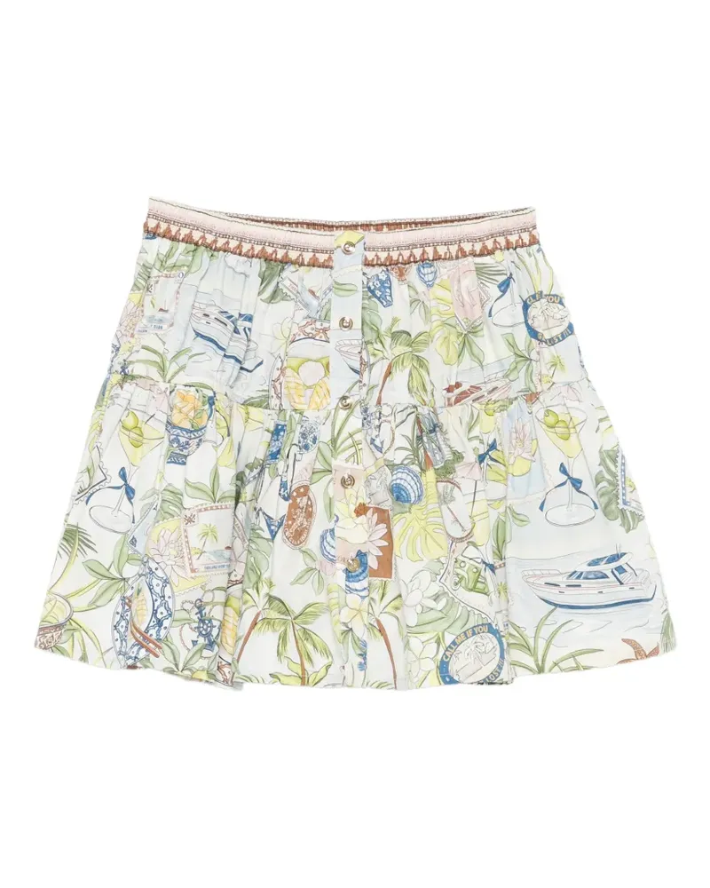 Maje postcard-print ruffled skirt - Grün Grün