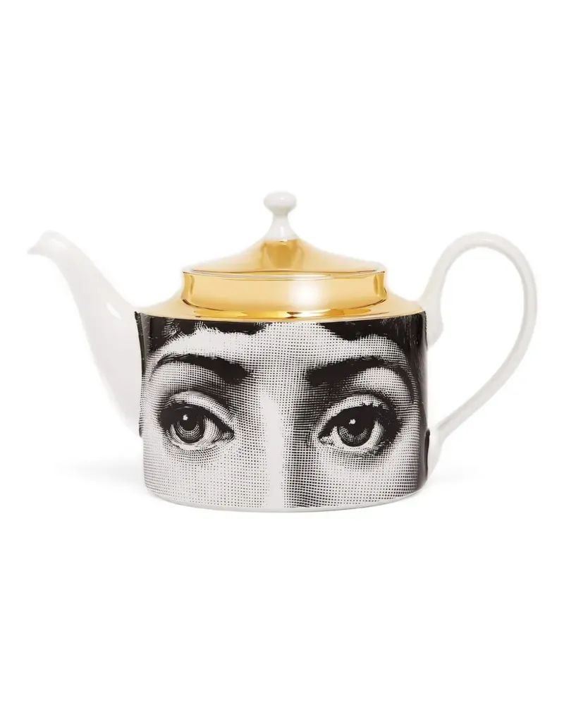 Fornasetti Porzellanteekanne mit Print - Weiß Weiß