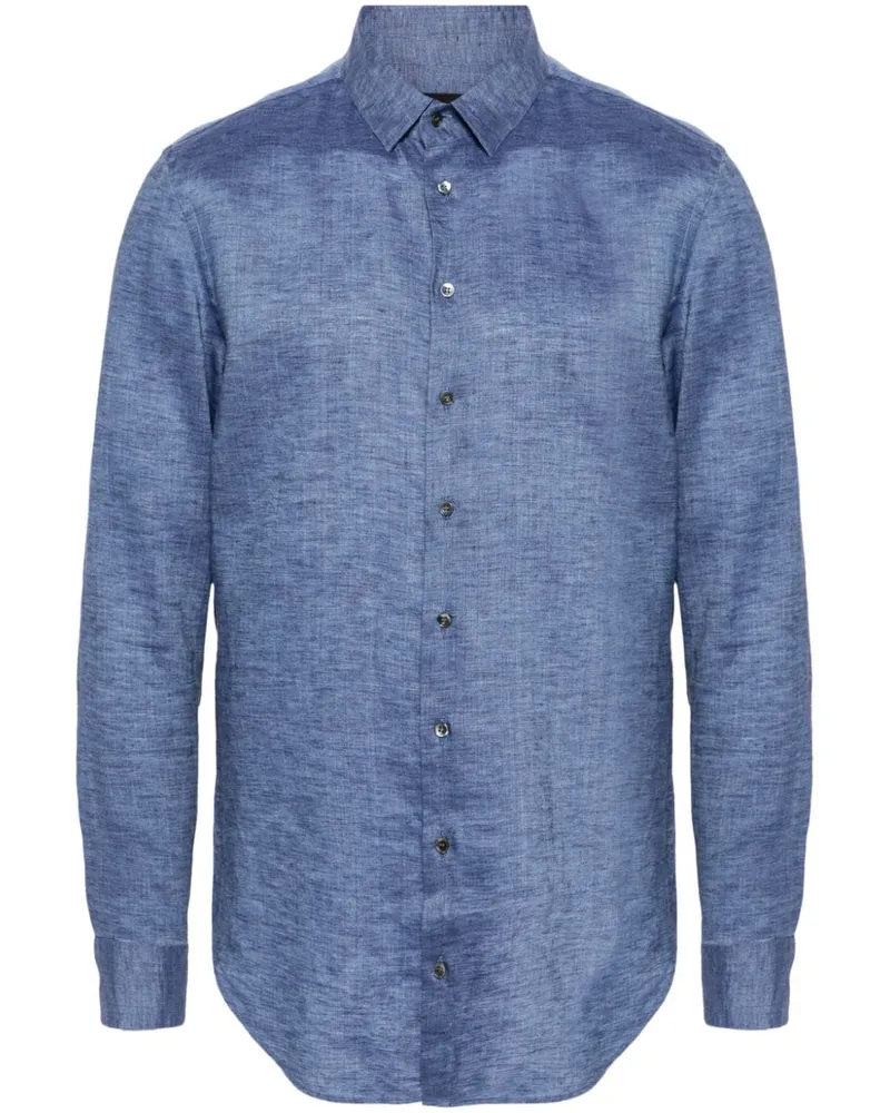 Giorgio Armani Hemd aus Leinen - Blau Blau