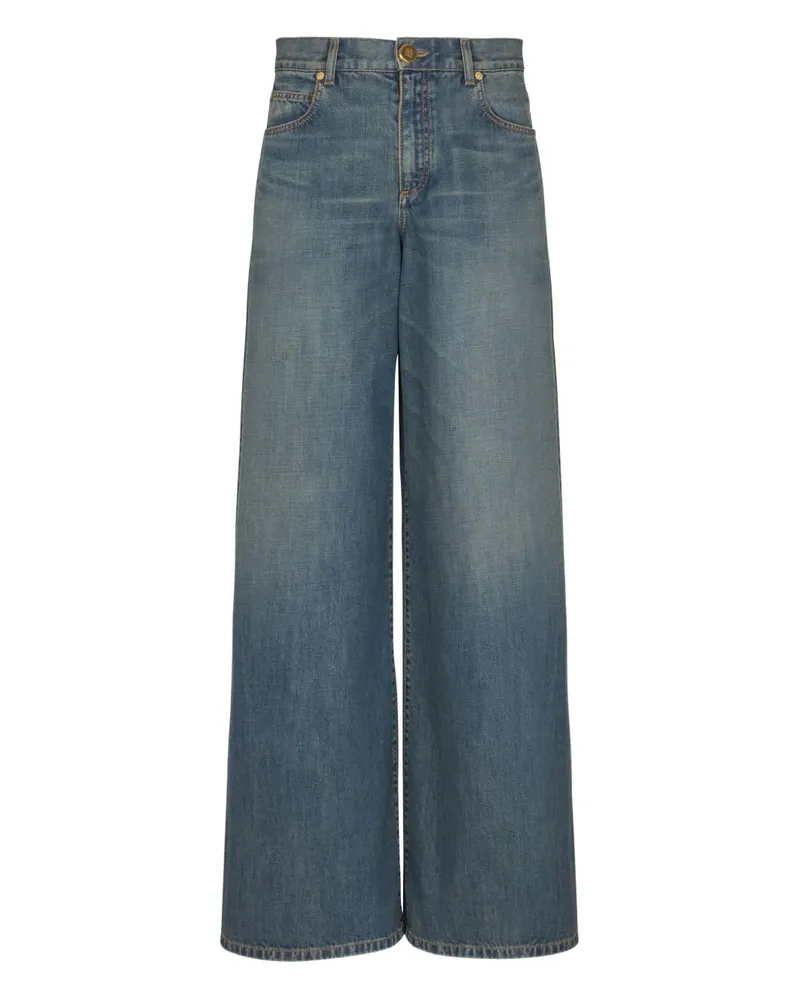 Balmain Ausgeblichene Wide-Leg-Jeans - Blau Blau