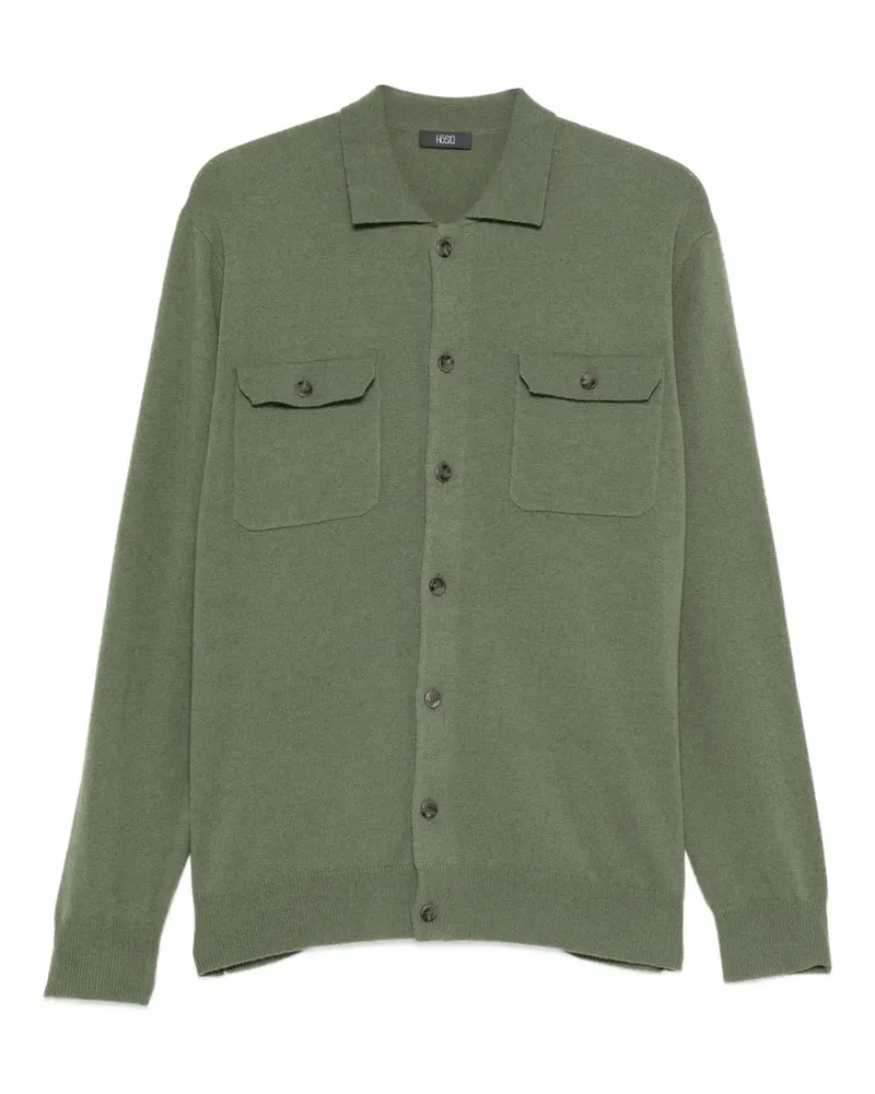 HOSIO Cardigan mit Brusttasche - Grün Grün