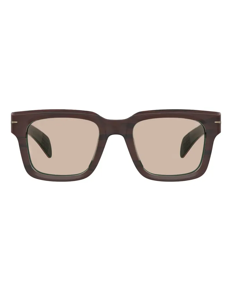 EYEWEAR by DAVID BECKHAM Sonnenbrille mit Holzmaserung und quadratischem Gestell - Braun Braun