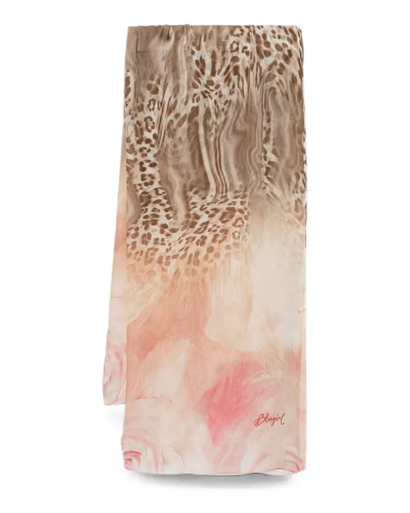 Blumarine leopard-print floral-print scarf - Rosa Rosa