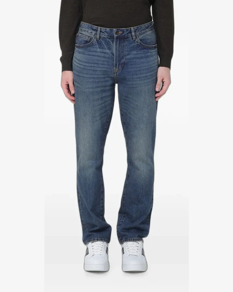 Emporio Armani whiskering-effect slim-cut jeans - Blau Blau