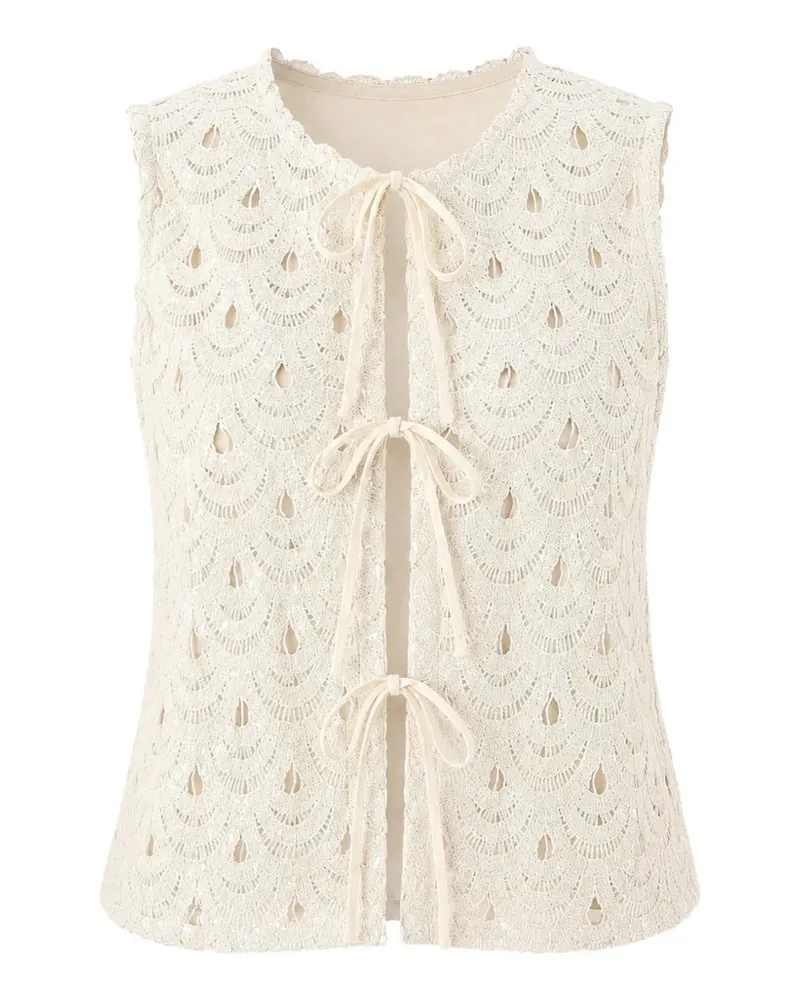 MC2 Saint Barth crochet-knit tie-fastening vest - Nude Nude