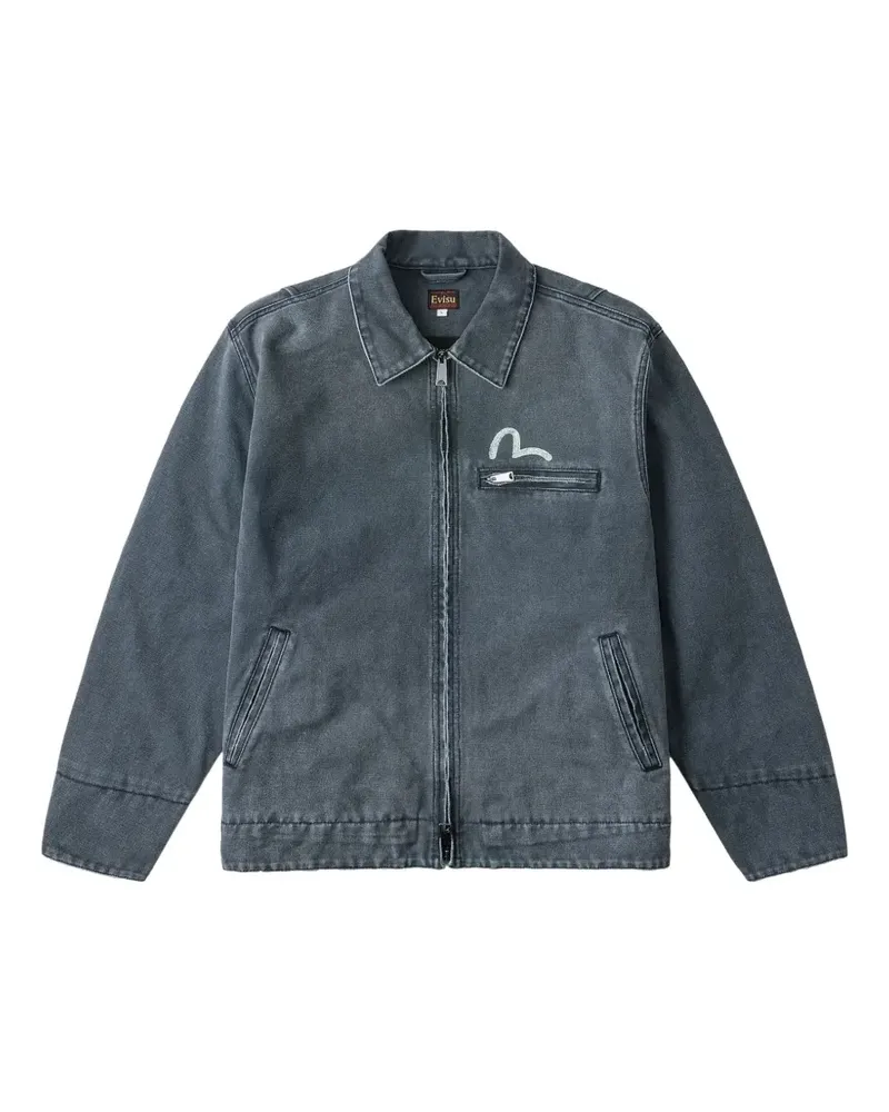 Evisu Jacke mit Möwen-Print und Rosenstickerei - Grau Grau